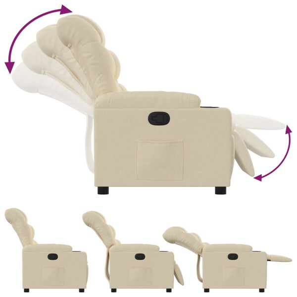 vidaXL Fauteuil inclinable Cr&egrave;me Tissu