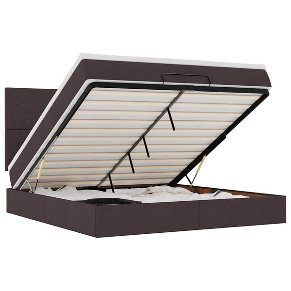 VidaXL Cadre de lit ottoman avec matelas marron fonc&eacute; 180x200 cm tissu