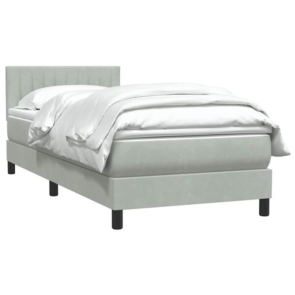 vidaXL Sommier &agrave; lattes de lit et matelas gris clair 90x210 cm velours