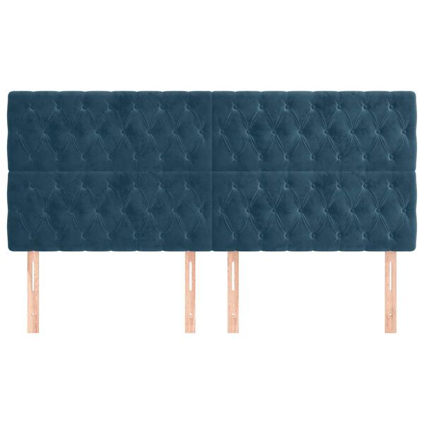 vidaXL T&ecirc;te de lit Bleu fonc&eacute; 200 x 7 x 118/128 cm Velours