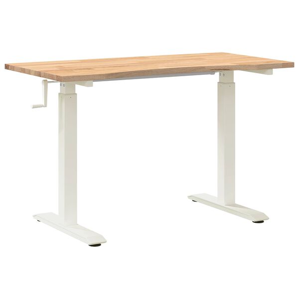 vidaXL Bureau Blanc et Naturel 120 x 60 cm Bois de ch&ecirc;ne massif