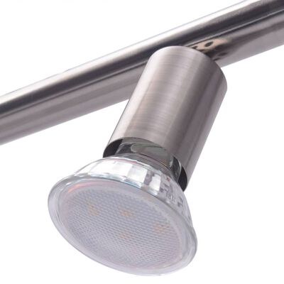 vidaXL Lampe suspendue avec 5 projecteurs LED Nickel satiné