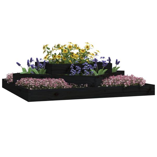 vidaXL Jardini&egrave;re Noir 112x112x27 cm Bois massif de pin