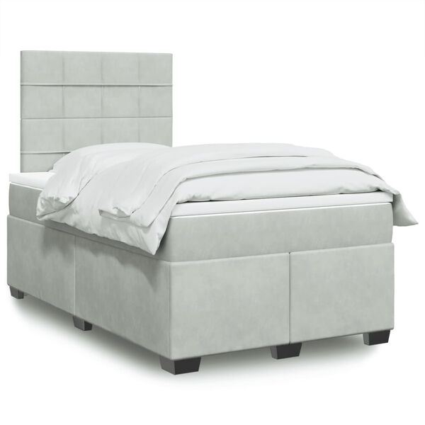 vidaXL Sommier &agrave; lattes de lit et matelas Gris clair 120x200cm Velours