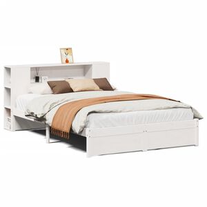 vidaXL Lit biblioth&egrave;que sans matelas blanc 120x200 cm bois pin massif