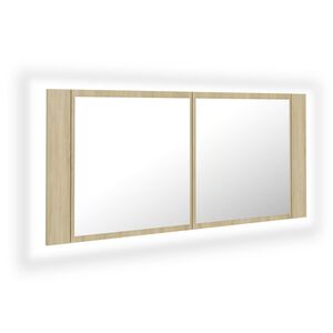 vidaXL Armoire &agrave; miroir &agrave; LED de bain Ch&ecirc;ne sonoma 100x12x45 Acrylique