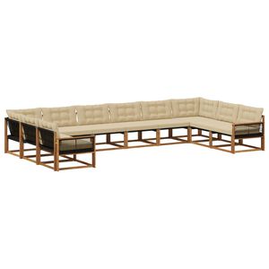 vidaXL Ensemble de canap&eacute;s d'ext&eacute;rieur 10 pcs Naturel et Beige