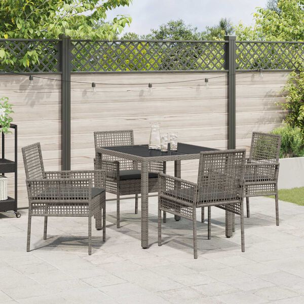 vidaXL Ensemble de salle &agrave; manger pour jardin 5 pcs Gris polyrotin