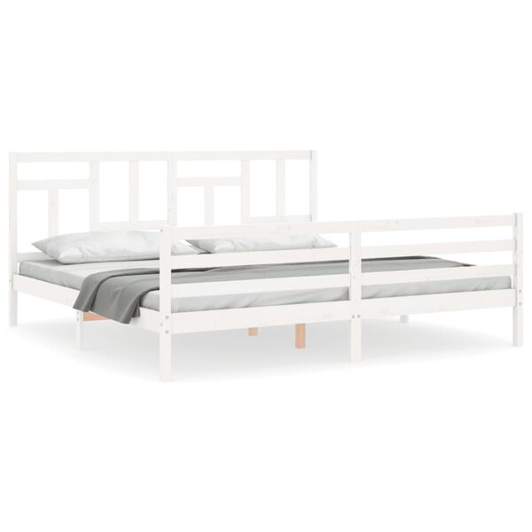 vidaXL Cadre de lit sans matelas blanc 200x200 cm bois massif