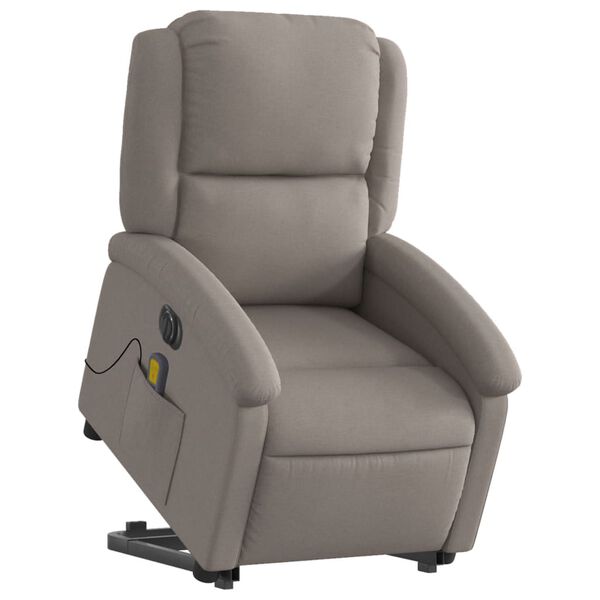 vidaXL Fauteuil inclinable de massage &eacute;lectrique Taupe Tissu
