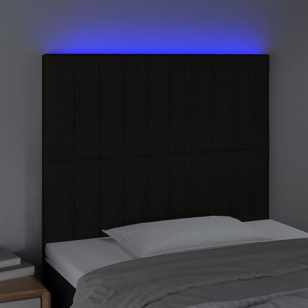 vidaXL T&ecirc;te de lit &agrave; LED Noir 100x5x118/128 cm Tissu