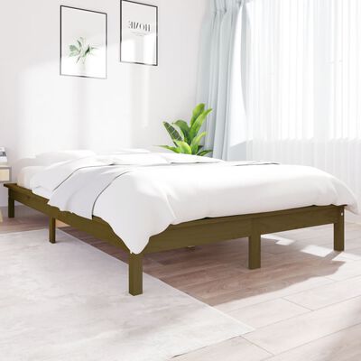 vidaXL Cadre de lit Marron miel 200x200 cm Bois de pin massif