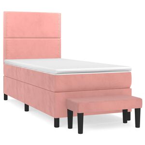vidaXL Sommier &agrave; lattes de lit avec matelas Rose 100x200 cm Velours