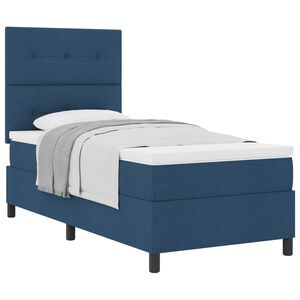 vidaXL Lit &agrave; ressorts avec t&ecirc;te de lit Bleu 90 x 190 cm tissu