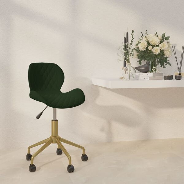vidaXL Chaise pivotante de salle &agrave; manger Vert fonc&eacute; Velours