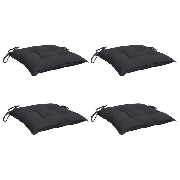 vidaXL Coussins de chaise lot de 4 noir 40x40x7 cm tissu oxford