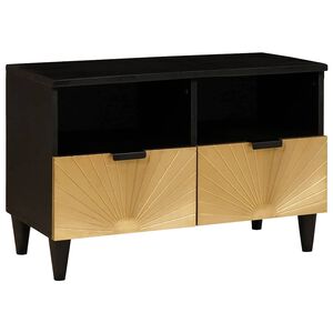 vidaXL Meuble TV Noir et Or 70 x 33 x 46 cm Bois d'ing&eacute;nierie