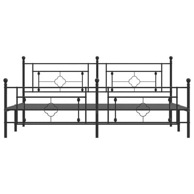 vidaXL Cadre de lit métal sans matelas avec pied de lit noir 200x200cm