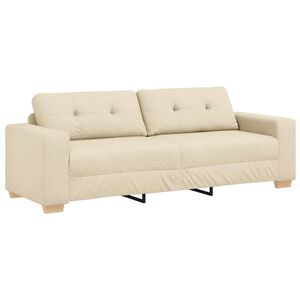 vidaXL | Sofa 3 places | avec coussin Cr&egrave;me tissu