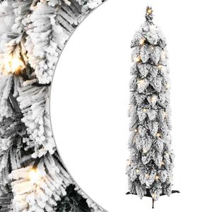vidaXL Sapin de No&euml;l artificiel pr&eacute;-&eacute;clair&eacute; avec 30 LED/neige floqu&eacute;e