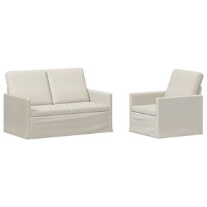 vidaXL Ensemble de Canap&eacute;s 2 pcs Cr&egrave;me Velours (V)