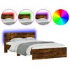 vidaXL Cadre de lit avec t&ecirc;te de lit et LED ch&ecirc;ne fum&eacute; 140x190 cm