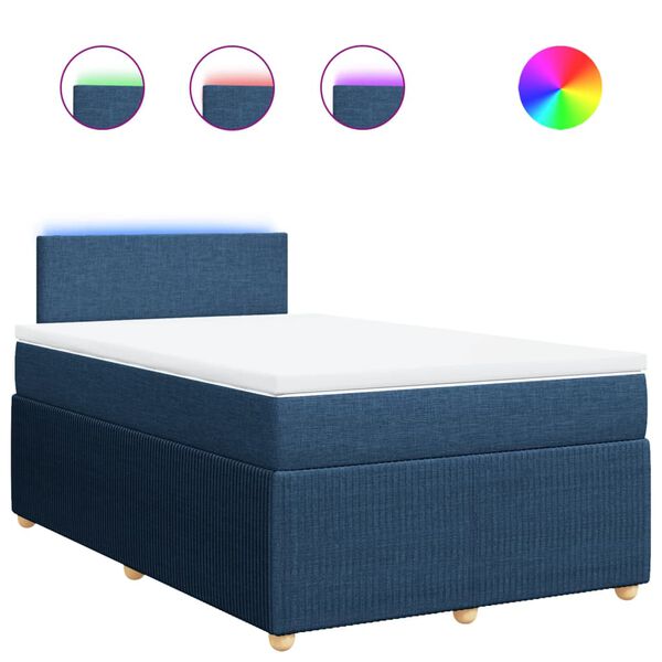 vidaXL Sommier &agrave; lattes de lit avec matelas Bleu 120x200 cm Tissu