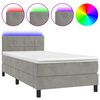 vidaXL Sommier &agrave; lattes de lit et matelas et LED Gris clair 90x200 cm
