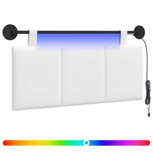 vidaXL T&ecirc;te de lit suspendue Avec lumi&egrave;re LED Blanc Tissu