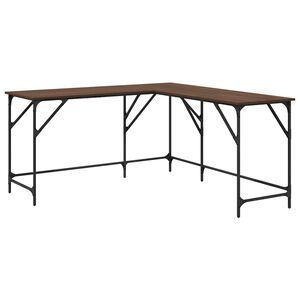 vidaXL Bureau ch&ecirc;ne marron 149x149x75 cm bois d'ing&eacute;nierie