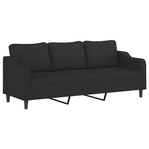 vidaXL Canap&eacute; &agrave; 3 places Noir 210 cm Tissu