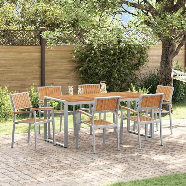 vidaXL Ensemble de salle &agrave; manger pour jardin 7 pcs Gris