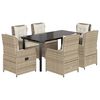 vidaXL Ensemble &agrave; manger de jardin et coussins 7 pcs beige poly rotin