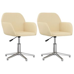 vidaXL Chaises pivotantes &agrave; manger lot de 2 Cr&egrave;me Tissu