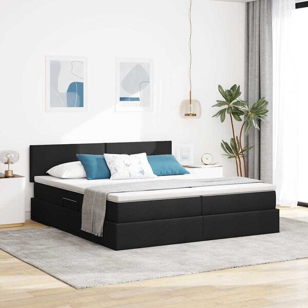 vidaXL Lit de Rangement Noir 200 x 200 cm Cuir synth&eacute;tique