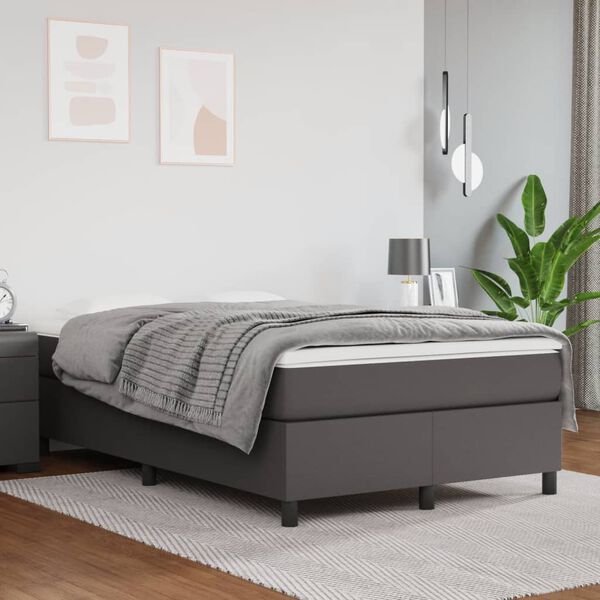 vidaXL Sommier &agrave; lattes de lit avec matelas gris 120x190 cm similicuir