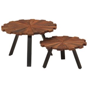 vidaXL Tables basses 2 pcs bois massif r&eacute;cup&eacute;r&eacute; et fer