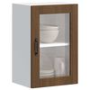 vidaXL Armoire murale de cuisine et porte en verre Porto ch&ecirc;ne marron