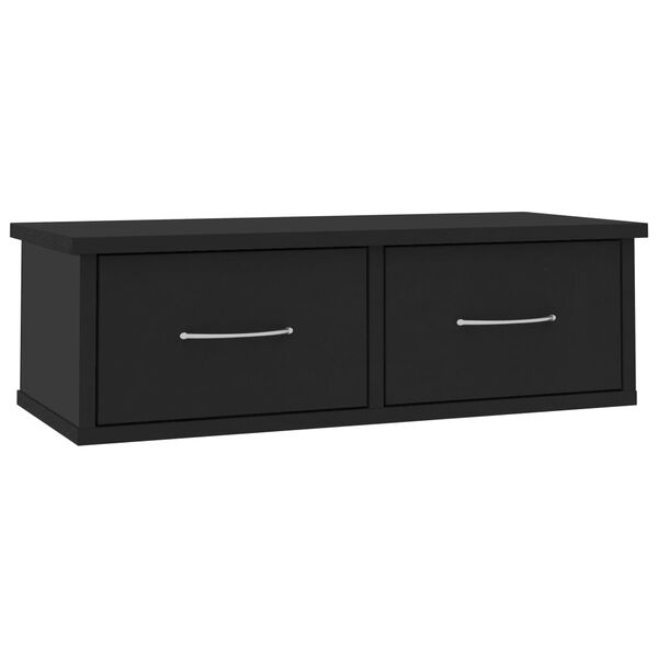 vidaXL &Eacute;tag&egrave;re murale avec tiroirs noir 60x26x18,5cm Bois d'ing&eacute;nierie
