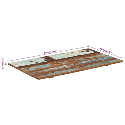 vidaXL Dessus de table rectangulaire 60x100 cm 15-16 mm Bois récupéré