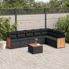 vidaXL Salon de jardin 8 pcs avec coussins noir r&eacute;sine tress&eacute;e