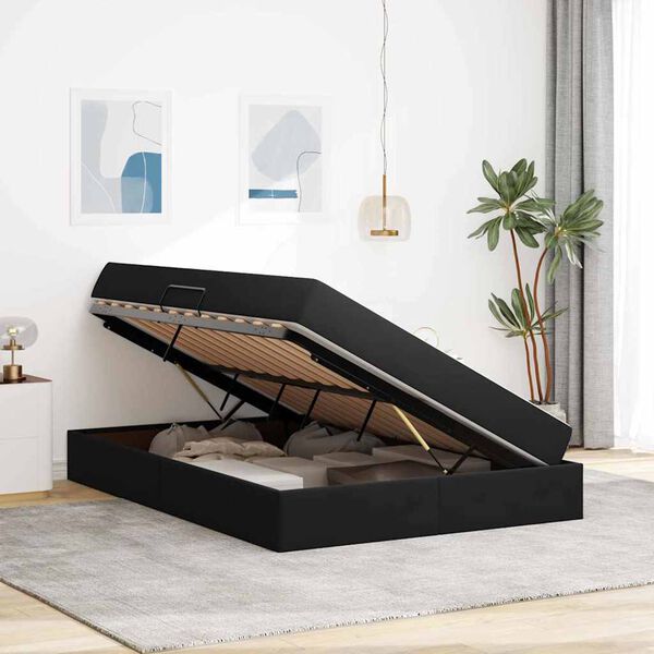 vidaXL Lit avec rangement et matelas Noir 140 x 200 cm Velours