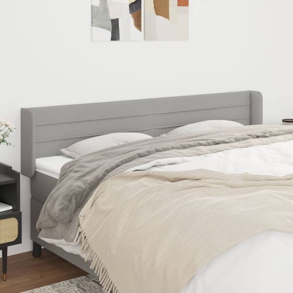 vidaXL T&ecirc;te de lit avec oreilles Gris clair 183x16x78/88 cm Tissu