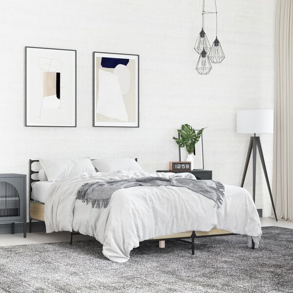 vidaXL Cadre de lit sans matelas ch&ecirc;ne sonoma 140x200 cm