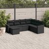 vidaXL Salon de jardin 7 pcs avec coussins noir r&eacute;sine tress&eacute;e