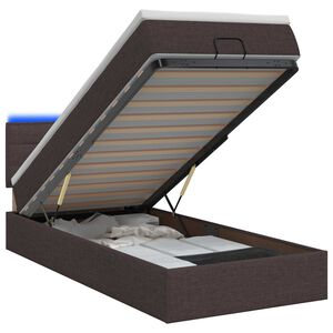 vidaXL Lit coffre avec matelas et LED Marron fonc&eacute; 90 x 200 cm Tissu