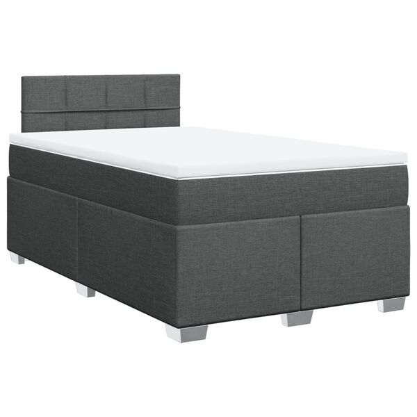 vidaXL Sommier &agrave; lattes de lit avec matelas Gris fonc&eacute; 120x200cm Tissu