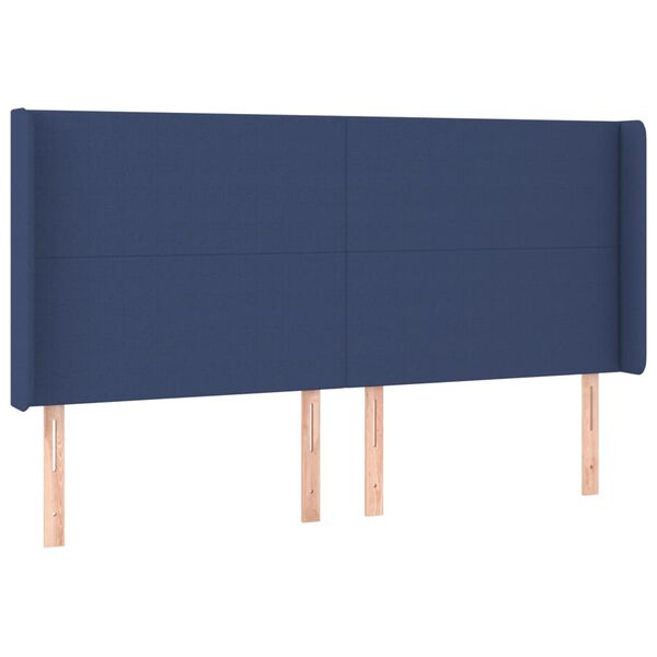 vidaXL T&ecirc;te de lit avec oreilles Bleu 203x16x118/128 cm Tissu