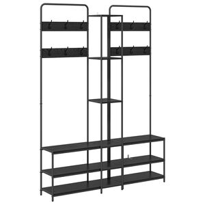 vidaXL Portemanteau avec banc &agrave; chaussures Ch&ecirc;ne noir