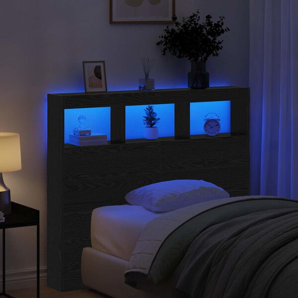 vidaXL T&ecirc;te de lit Ch&ecirc;ne noir 120 x 17 x 102 cm Bois d'ing&eacute;nierie